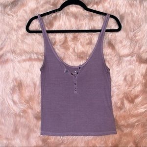 American Eagle Soft And Sexy Ribbed Henley Button Tank Top Mauve Medium
